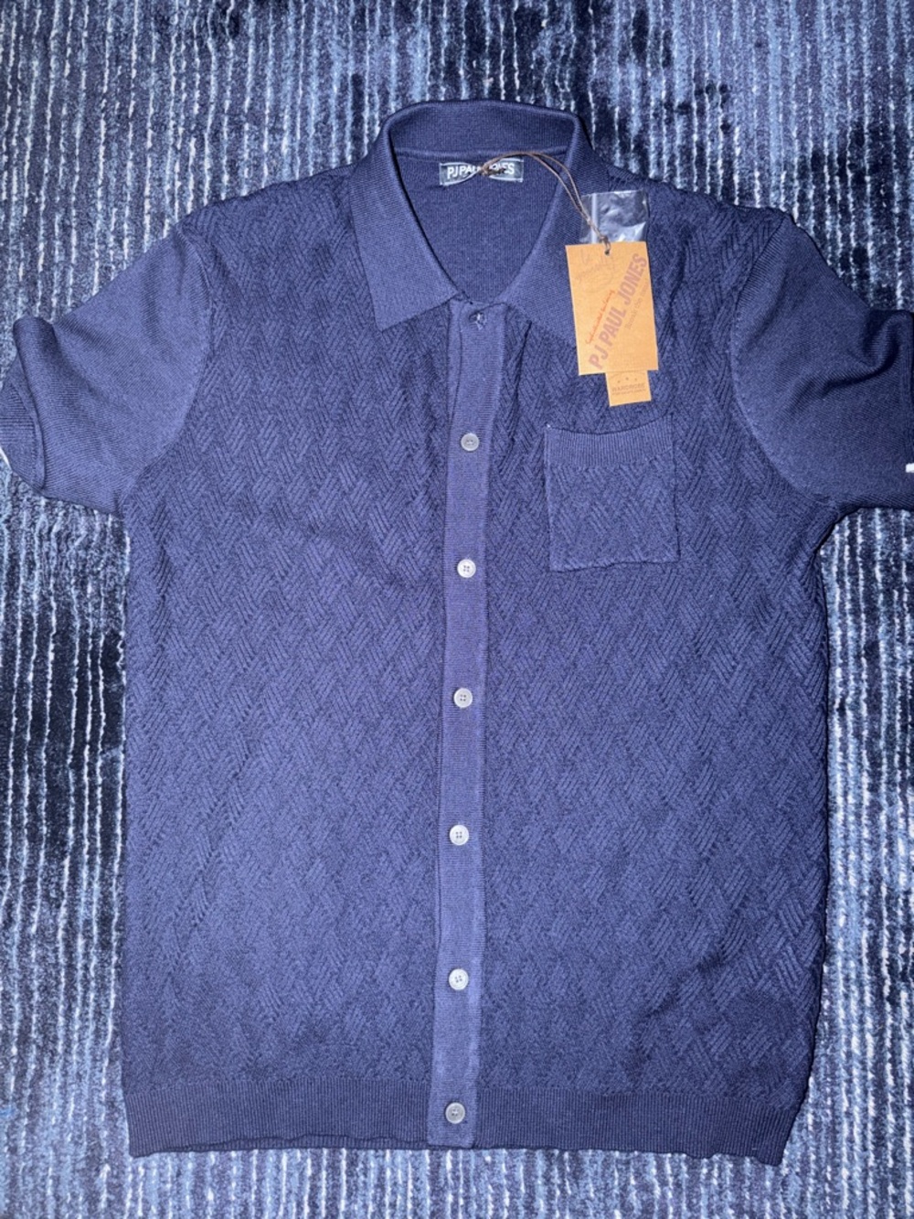 P.J. Paul Jones Navy Short-Sleeve Button-Front Casual Shirt